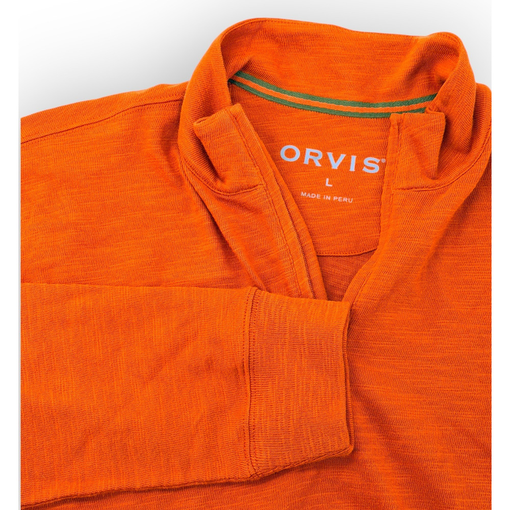 Orvis Signature Softest Quarter-Zip Pullover Burnt Orange Men's L 100% Cotton